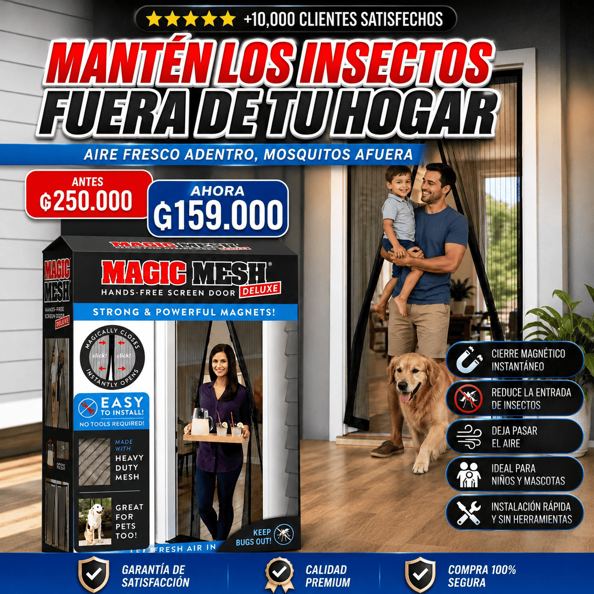 Puerta Mosquitera Magnética Manos Libres