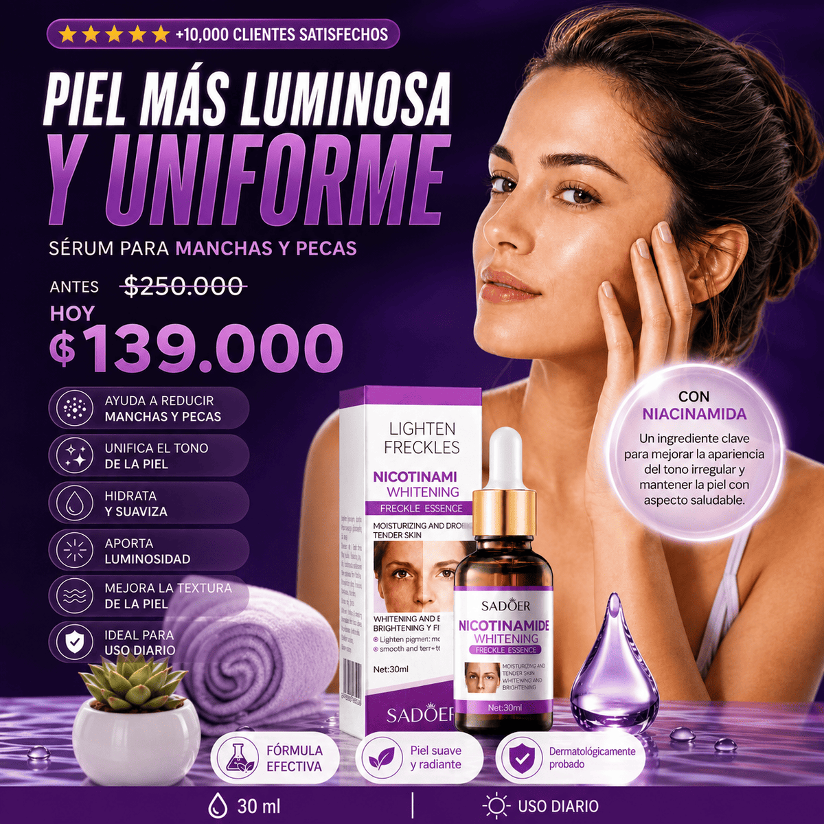 Sérum Blanqueador para manchas y pecas - Con Niacinamida