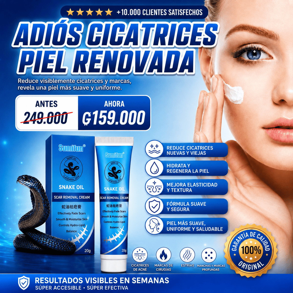 Crema Reparadora de Cicatrices con Aceite de Serpiente