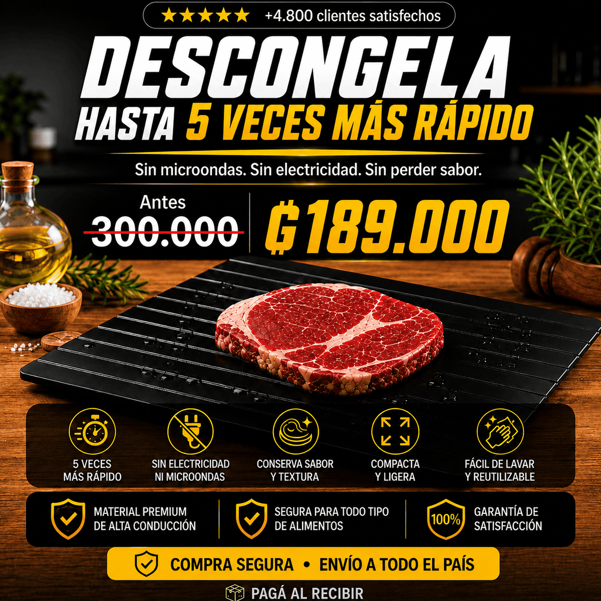Tabla Para Descongelar - Aleación de Cobre y Aluminio