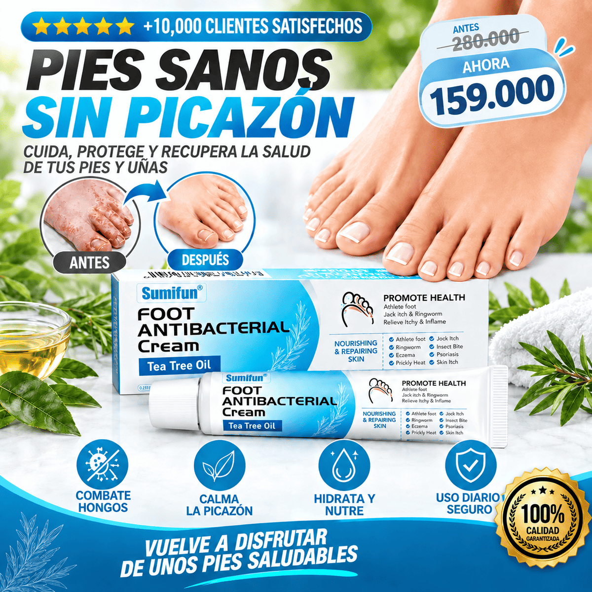 Crema antibacteriana para pies y uñas